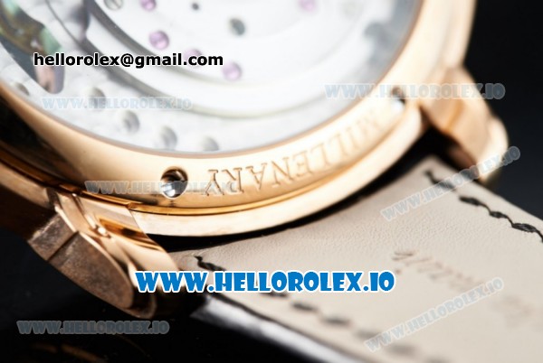 Audemars Piguet Millenary Miyota 9015 Automatic Rose Gold Case White Dial With Roman Numeral Markers Black Leather Strap - Click Image to Close